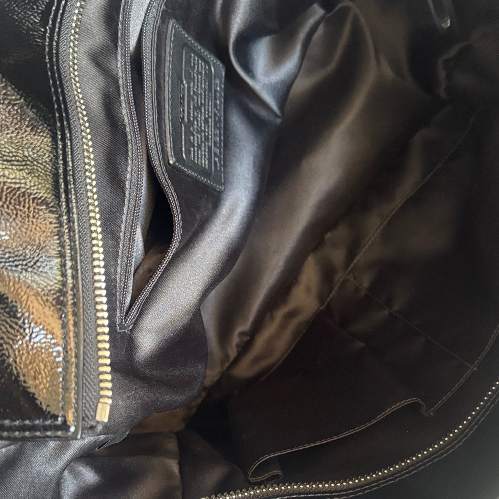 Coach Embossed Black Leather Tote - Picture 8 of 13